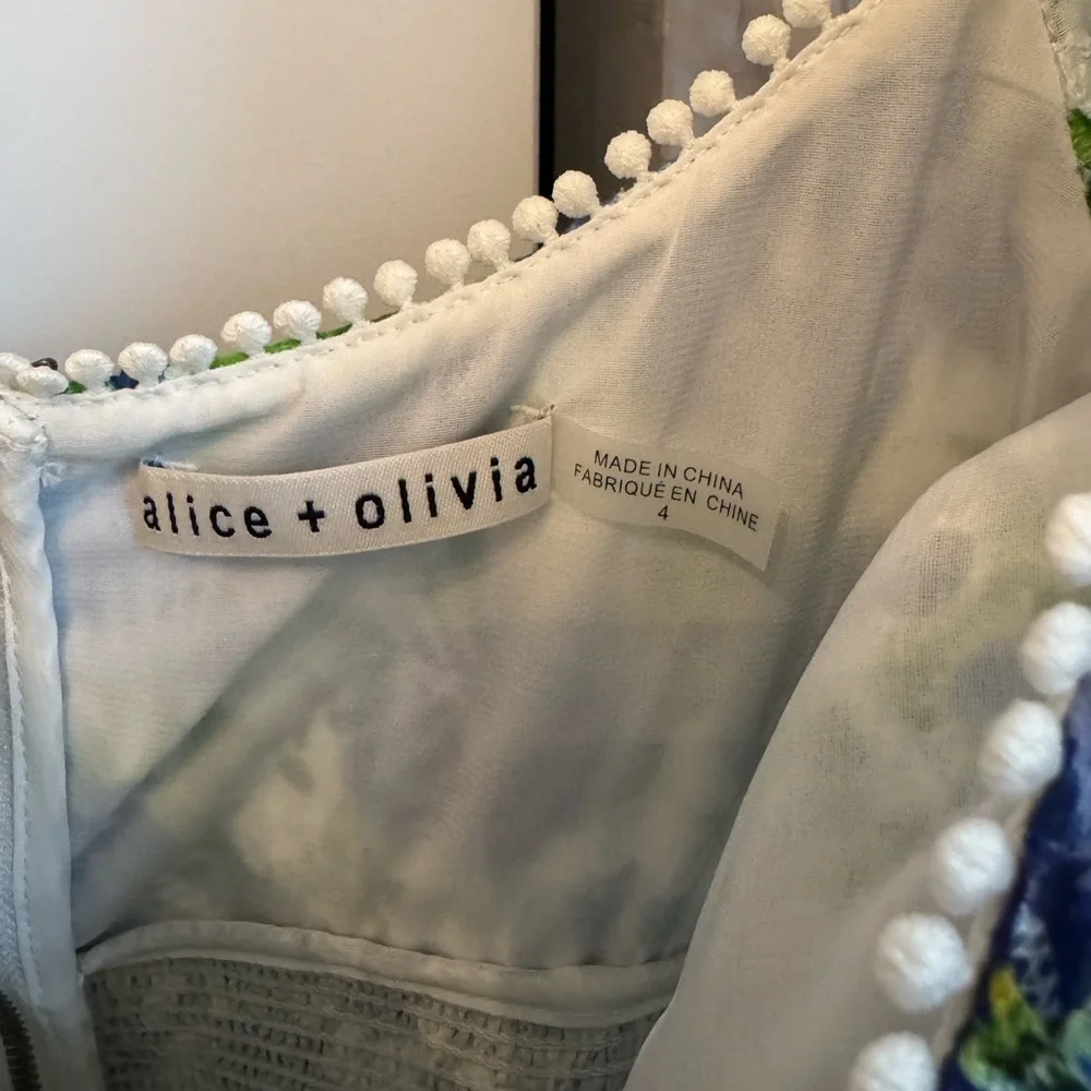 Alice + Olivia Blue and Green Floral Mini Dress - Picture 4 of 4